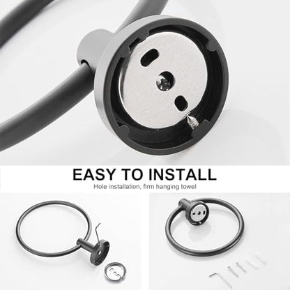 SetSail Towel Holder for Bathroom Wall Mounted Screw-in Towel Ring, Grey