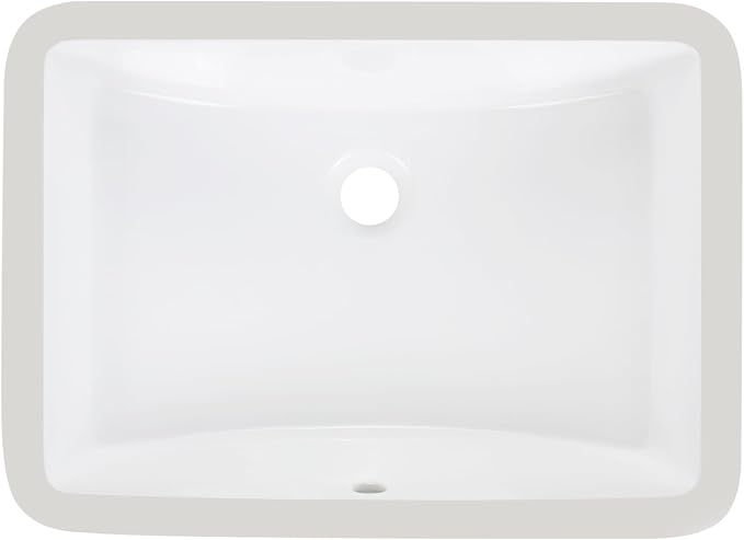 Enbol Bathroom Undermount Sink White Rectangular Ceramic Sink for Bathroom with Overflow - ECU1812 Exterior: 20 5/8" x 14 6/8" x 8 1/8"