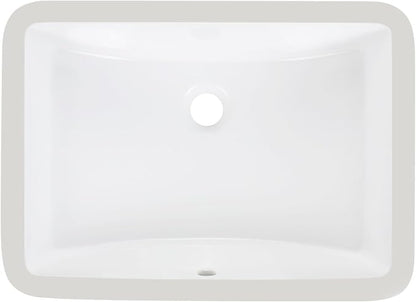 Enbol Bathroom Undermount Sink White Rectangular Ceramic Sink for Bathroom with Overflow - ECU1812 Exterior: 20 5/8" x 14 6/8" x 8 1/8"
