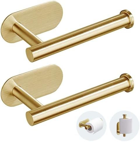 JOPOFI Self Adhesive Toilet Paper Holder - Brushed Gold（2 Pcs）