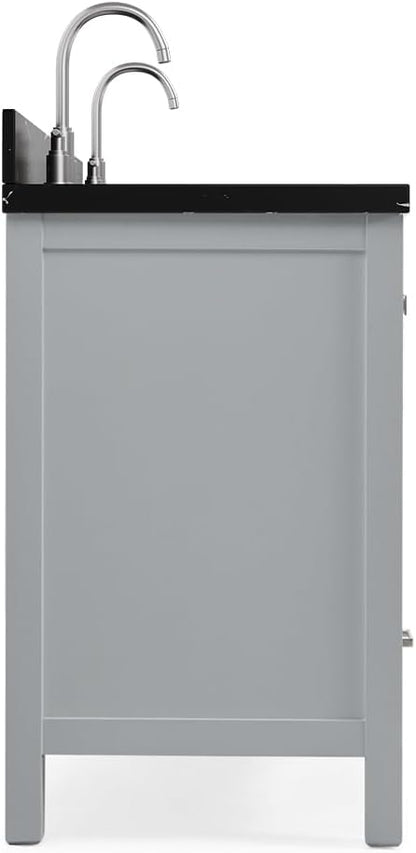 ARIEL Cambridge 72 Inch Double Rectangle Sink Bathroom Vanity with Nero Marquina Black Quartz Countertop 1.5 Inch in Grey