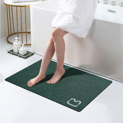Diatomaceous Earth Bath Mat Stone Bath Mats for Bathroom,17"x27",Dark Green