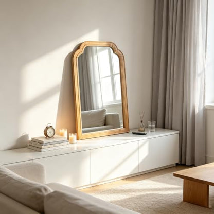 Wood Framed Bathroom Mirror for Wall 30"x20" Rustic Decorative Mirror