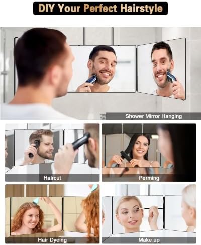 JUSRON 360 Viewing Angle Self Hair Cutting Mirror Shower Mirror