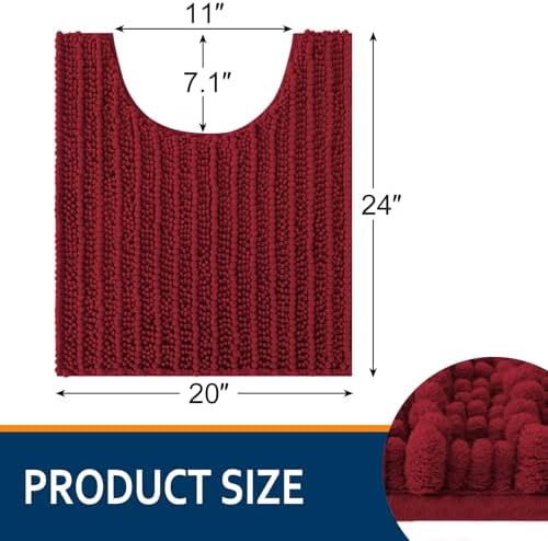 Smiry Bathroom Toilet Rugs U Shaped 24X20, Chenille Bath mats for Toilet