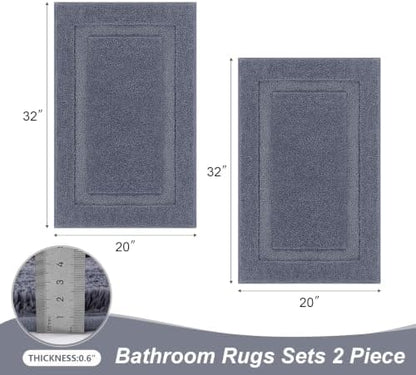 SHACOS Soft Microfiber Dark Grey Bathroom Rugs Sets 2 Pieces 32x20 inch