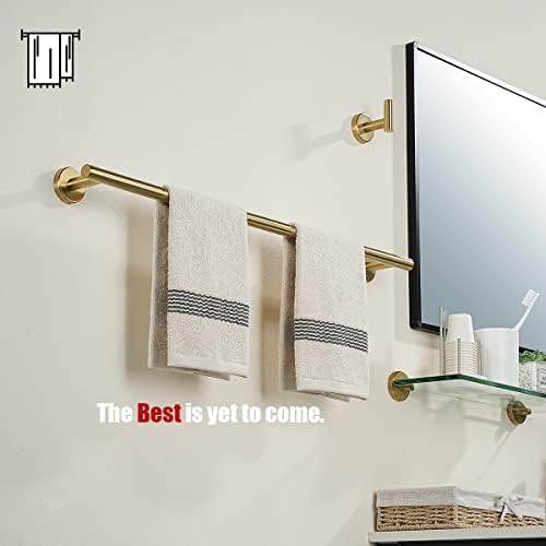 JQK Gold Toilet Paper Holder, 5 Inch Tissue Paper Dispenser, 304 Stainless Steel Thick 0.8mm Wall Mount, Brushed Brass, TPH100-BG