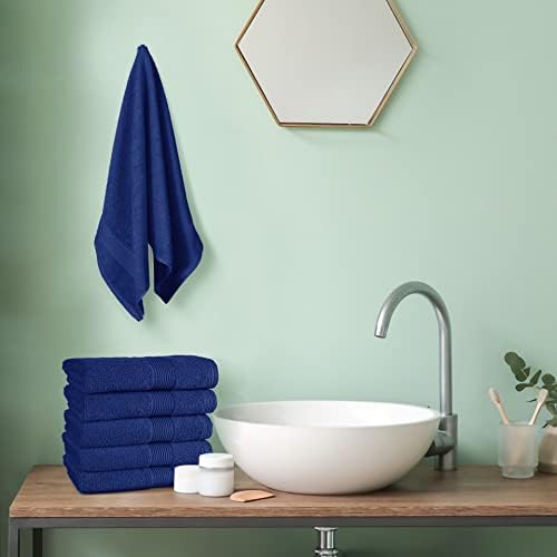 Belizzi Home Ultra Soft 6-Piece Hand Towel Set 16x28-100% Ringspun Cotton - Durable & Highly Absorbent Hand Towels - Ideal for use in Bathroom, Kitchen, Gym, Spa & General Cleaning - Navy Blue