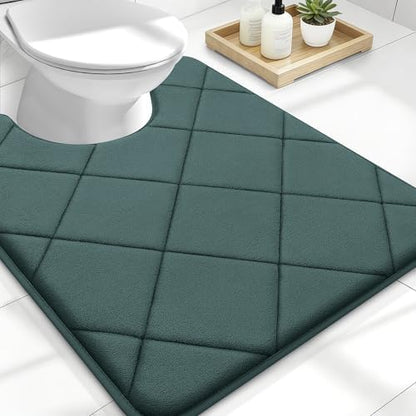 OLANLY Memory Foam Toilet Rugs U-Shaped 24x20, Ultra Soft and Absorbent