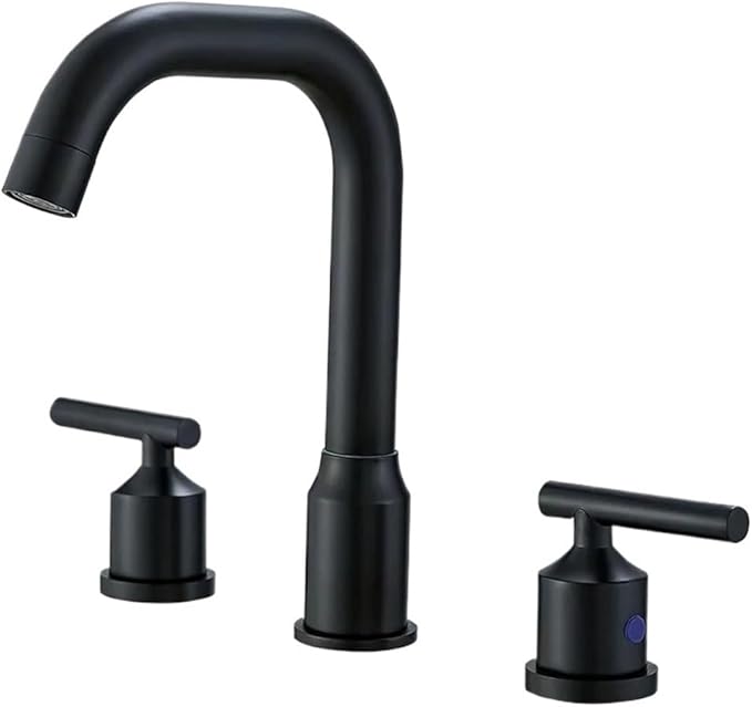 Faucet Bathroom WashBasin Sink Solid Brass Handles Bathtub Mixer Tap 3 Holes Basin Faucet Set Lead(Black) Faucet