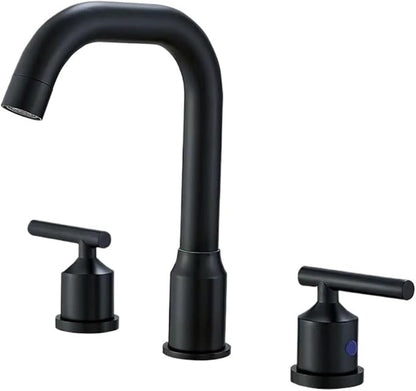 Faucet Bathroom WashBasin Sink Solid Brass Handles Bathtub Mixer Tap 3 Holes Basin Faucet Set Lead(Black) Faucet
