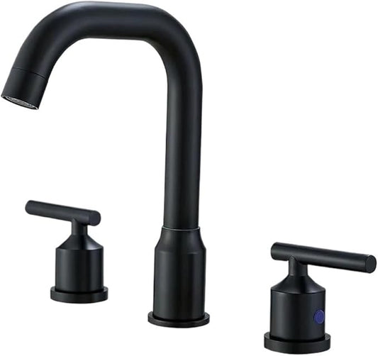 Faucet Bathroom WashBasin Sink Solid Brass Handles Bathtub Mixer Tap 3 Holes Basin Faucet Set Lead(Black) Faucet
