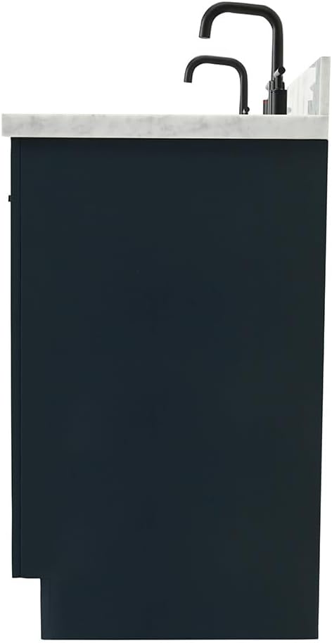 ARIEL Hepburn 60-inch Bathroom Vanity with Sink,Solid Wood, 1.5-inch Italian Carrara Marble Countertop, Double Rectangular Porcelain Sink, 4 Soft Closing Doors, 6 Dovetail Drawers, Midnight Blue