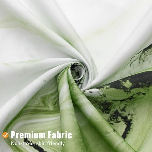 Sage Green Marble Shower Curtain, Abstract Watercolor, 72 x 72 Inches