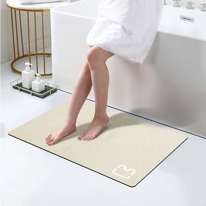 Diatomaceous Earth Bath Mat Stone Bath Mats for Bathroom,17"x27.5",Beige