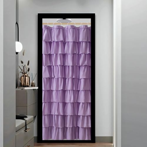 Purple Ruffle Shower Curtain for Bathroom, 36 x 72 inch, 1 Panel