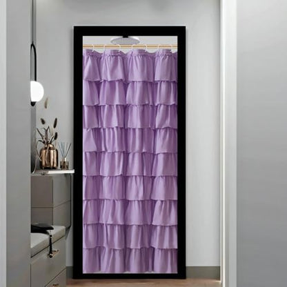 Purple Ruffle Shower Curtain for Bathroom, 36 x 72 inch, 1 Panel