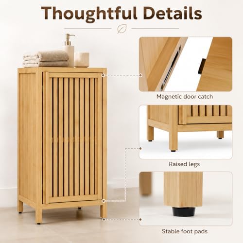 Bamboo Storage Cabinet, Freestanding Bathroom Floor Cabinet