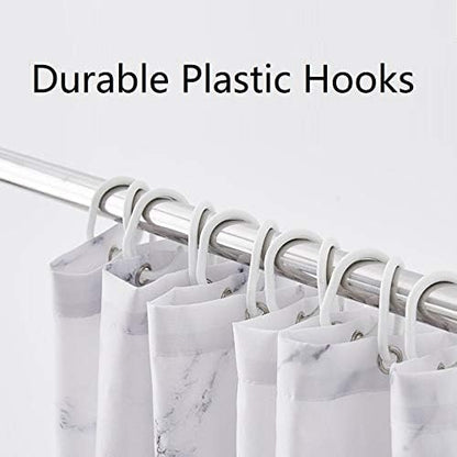 Marble Bathroom Shower Curtain,Grey and White Fabric Shower Curtain with Hooks,Unique 3D Printing,Decorative Bathroom Accessories,Water Proof,Reinforced Metal Grommets,Standard 72x72 Inches