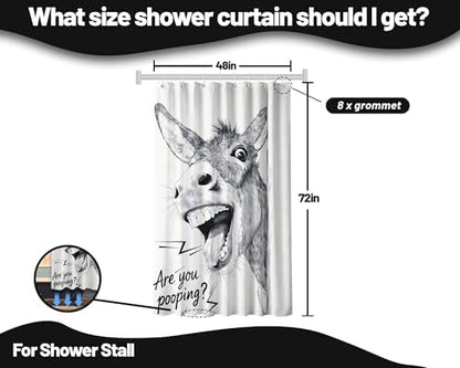 Small Stall Shower Curtain Rv Funny Donkey Cute, 48 x 72 Inchs