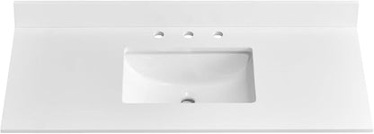 42" x 22" Vanity Top, Quartz Vanity Sink Top in Pure White, with One Sidesplash & One Backsplash, with Undermounted Sink,8 Inch Faucet Hole Spread for Vanity Top with Sink