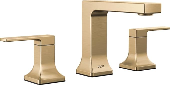 Delta Faucet Velum Widespread Bathroom Faucet 3 Hole, Gold Bathroom Sink Faucet, 2 Handle Bathroom Faucet, Bath Faucet, Pop-Up Drain Assembly, Champagne Bronze 3537LF-CZMPU