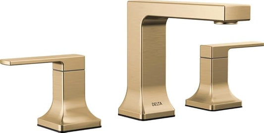 Delta Faucet Velum Widespread Bathroom Faucet 3 Hole, Gold Bathroom Sink Faucet, 2 Handle Bathroom Faucet, Bath Faucet, Pop-Up Drain Assembly, Champagne Bronze 3537LF-CZMPU