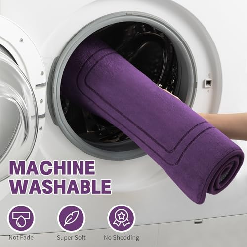 YIHOUSE Purple Memory Foam Bathroom Rug Set - 5 Piece Non Slip Bath Mats, Absorbent & Quick Drying for Bathroom Floor
