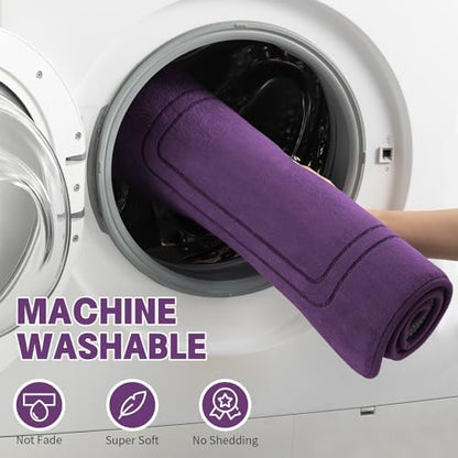 YIHOUSE Purple Memory Foam Bathroom Rug Set - 5 Piece Non Slip Bath Mats, Absorbent & Quick Drying for Bathroom Floor