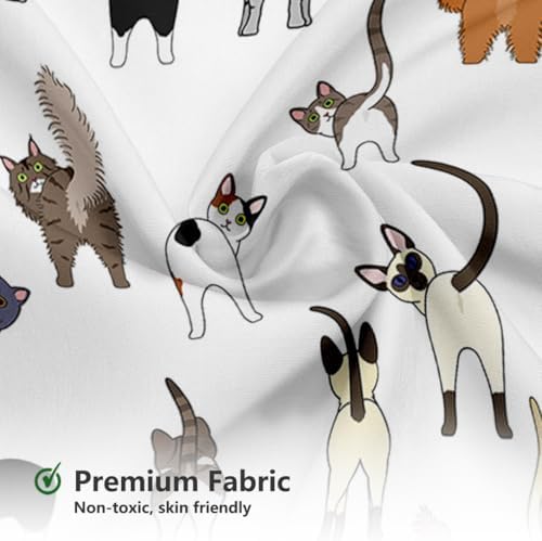 MEHOFOND Funny Cat Shower Curtain Cute Cartoon Cats Bathroom Decor