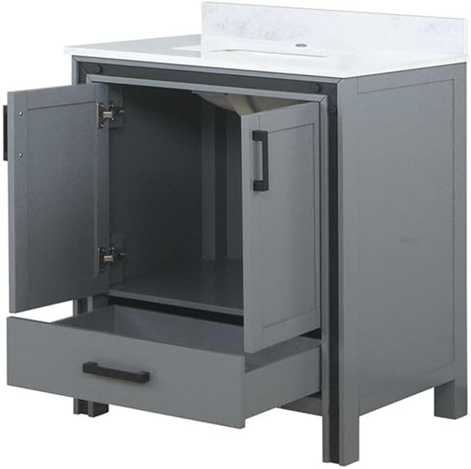 Ziva 30 in W x 22 in D Dark Grey Bath Vanity and Cultured Marble Top
