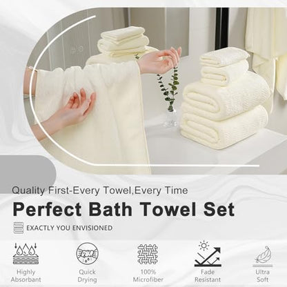 4 Piece Extra Large Bath Towel 35"x70" Oversized Bath Sheet Bath Towel Set for Bathroom Ultra Soft Cozy Highly Absorbent Quick Dry Bathroom Towel for Spa Gym Hotel,Shower Towel for Daily Use,Cream