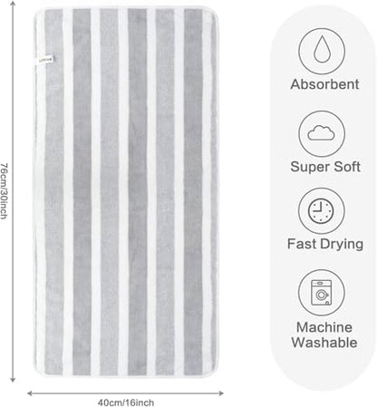 KinHwa Gray Hand Towels for Bathroom, Microfiber, Gray Stripe, 6 Pack
