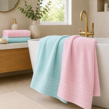 100% Cotton Bath Towels,4 Pack,30" x 60" Inches, Light Weight, Soft, Super Absorbent and Fast Drying, No Fading Multipurpose Use for Sports, Swimming, Travel, Fitness, Yoga, Multicolor.
