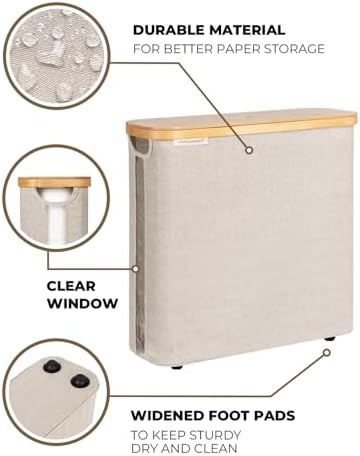 StorageWorks Toilet Paper Storage Basket with Bamboo Lid & Window