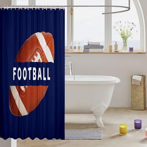 jejeloiu Shower Curtain 72"x84" Football Bath Curtain for Boys Girls Teens Gaming Sports Women Men Gift for Football Lover Kids Bathroom Accessories