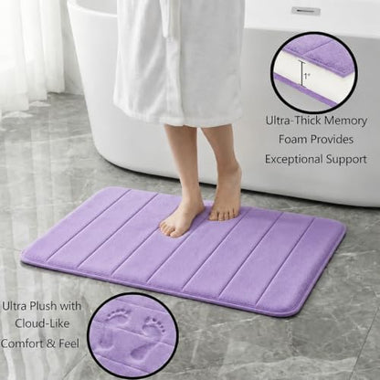 Memory Foam Bath Mat Set 3 Piece，Super Soft Absorbent Bathroom Rug Non Slip, Quick Dry,Machine Wash, Perfect Plush Bathroom Rugs,Home Decor Accessories,Lavender Purple