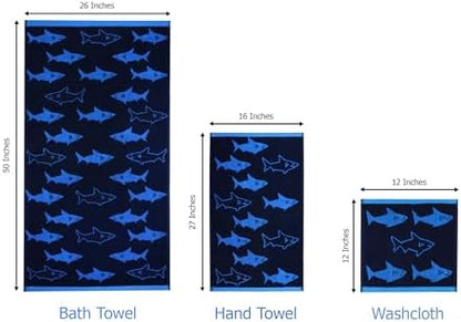ORIGINAL KIDS 6 Piece Towel Set - 100% Cotton Jacquard Bathroom Towel Set
