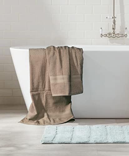 BOUTIQUO 8 Piece Towel Set 100% Ring Spun Cotton, 2 Bath Towels 27X54, 2 Hand Towels 16X28 and 4 Washcloths 13X13 - Ultra Soft Highly Absorbent Machine Washable Hotel Spa Quality - Tan