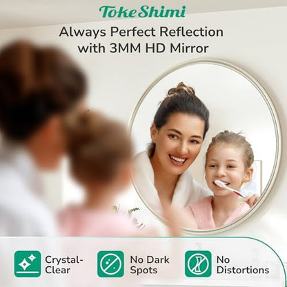 TokeShimi 36 in Round Brushed Nickel Mirror, Tempered Shatterproof Circle Wall Mirror, Farmhouse Metal Mirrored for Restroom, Entryway, Bedroom, Vanity, Living Room
