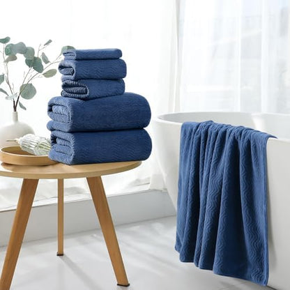 4 Piece Extra Large Bath Towel 35"x70" Oversized Bath Sheet Navy Blue Bath Towel Set for Bathroom Ultra Soft Cozy Highly Absorbent Quick Dry Bathroom Towel for Spa Gym Hotel,Shower Towel for Daily Use