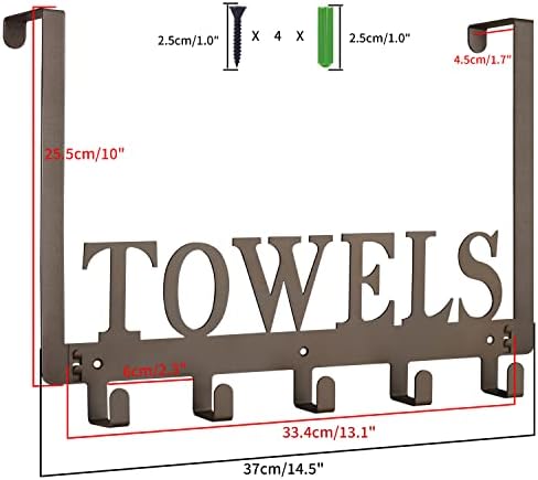 Towel Hooks for Bathroom Over the Door Hooks Wall Mount Rack Holder, Heavy Duty Robe Hooks Hanger for Metal Sandblasted Organizer for Towel Clothes Bag Robe(Coffee)