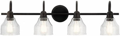 Kichler Avery 33.25" 4 Light Vanity Light with Clear Seeded Glass Olde Bronze®