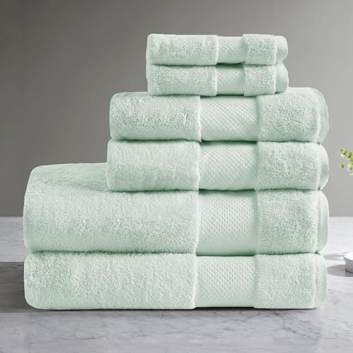 Madison Park 100% Turkish Cotton 600 GSM Bath Towel Set, 6 Piece, Seafoam