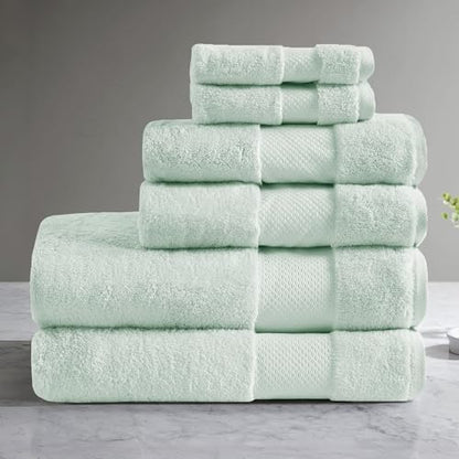 Madison Park 100% Turkish Cotton 600 GSM Bath Towel Set, 6 Piece, Seafoam