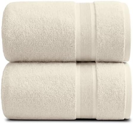 Luxury Bamboo Rayon Oversized Bath Towel Set | 2-Pack | Ultra Soft | Beige