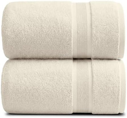 Luxury Bamboo Rayon Oversized Bath Towel Set | 2-Pack | Ultra Soft | Beige