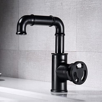 Modern Brass Bathroom Faucet with Hot and Cold Water Mixer Tap for Kitchen Contemporary Black Finish