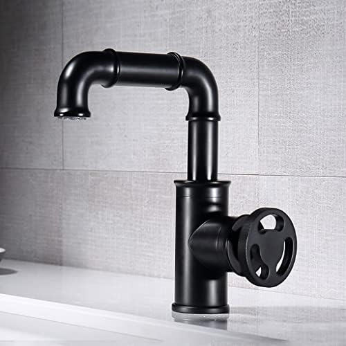 Modern Brass Bathroom Faucet with Hot and Cold Water Mixer Tap for Kitchen Contemporary Black Finish