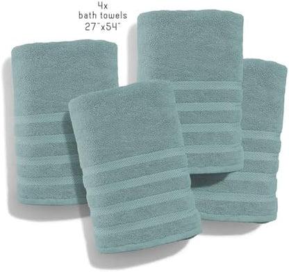 Hearth & Harbor Bath Towels for Bathroom - 100% Ring Spun Cotton Luxury Bathroom Towels - Soft & Highly Absorbent 4 Bath Towels, Teal